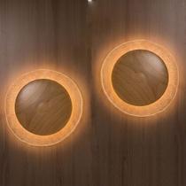Kit 2 Arandela Eclipse Castanho Vidro Piastra Cristal Led Branco Quente 40cm Madelustre