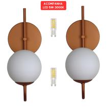 Kit 2 Arandela Globo 12 Jabuticaba Cobre Fosco Led 5W 3000K