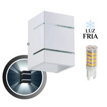 Kit 2 Arandela Katarina Em Alumínio 15X10X10cm Bivolt Led G9 Com Lâmpada Interna Externa Muro Parede - 115