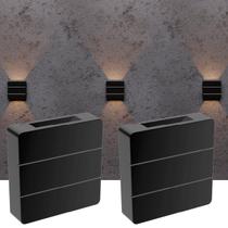 Kit 2 Arandela Led Externa 2 Fachos Clean Preto 6w 3000k Blumenau