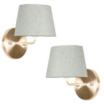 Kit 2 Arandela New Cobre Com Cupula Tradicional Linho Claro Kit 2 Arandela New Cobre Com Cupula Tradicional Linho Claro