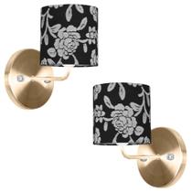 Kit 2 Arandela New Cobre De Cupula Cilíndrica Floral Prata