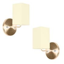 Kit 2 Arandela New Cobre De Cupula Quadrada Bege