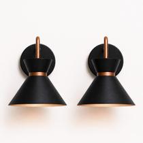 Kit 2 Arandela Parede Berlin 15cm Preto C/ Cobre Kit 2 Arandela Parede Berlin 15cm Preto C/ Cobre