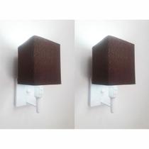 Kit/2 Arandela Quadrada Md-2019 Branco C/ Inter Liga e Desl Cúpula em Tecido Café - Bivolt Kit/2 Arandela Quadrada Md-2019 Branco C/ Inter Liga e Desl Cúpula em Tecido Café - Bivolt