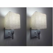 Kit/2 Arandela Quadrada Md-2019 Cinza C/ Inter Liga e Desl Cúpula Rustico Bege - Bivolt