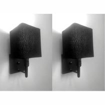 Kit/2 Arandela Quadrada Md-2019 Preto C/ Inter Liga e Desl Cúpula em Tecido Preto - Bivolt