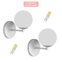 Kit 2 Arandela Reta Globo 12 Jabuticaba Prata Fosco C/ Led Kit 2 Arandela Reta Globo 12 Jabuticaba Prata Fosco C/ Led