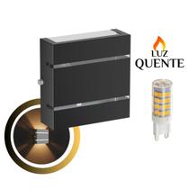 Kit 2 Arandela Slim 2 Frisos 12X12X4cm Bivolt Com Lâmpada G9 Interna Externa Muro Parede - 103