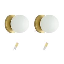 Kit 2 Arandela Slim Globo 10 Jabuticaba Dourdado Fosco C/Led