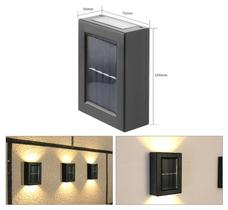 Kit 2 Arandela Solar Slim 2 Focos Luminária Parede À Prova D Água Luz Branco Quente IP65 Ambiente externo jardim deck quintal