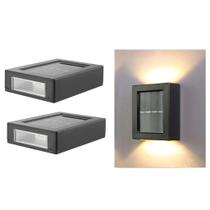 kit 2 Arandela Solar Slim 2 Focos Luminaria Parede Externa Ip65 Á Prova D'Àgua Varanda Patio