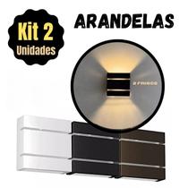 Kit 2 Arandelas 2 Frisos Facho Duplo Luminária Decorativa Interna e Externa para Muro, Jardim, Piscina e Corredor Cores Marrom, Preto ou Branco