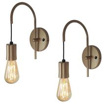 Kit 2 Arandelas Abajur Luminária Parede Botão Cama Bronze