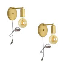 Kit 2 Arandelas Abajur Parede Dourado Interruptor Branco Kit 2 Arandelas Abajur Parede Dourado Interruptor Branco