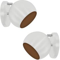 Kit 2 Arandelas Articuladas Retrô Bola Branco/Cobre Kit 2 Arandelas Articuladas Retrô Bola Branco/Cobre