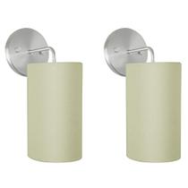 Kit 2 Arandelas Cilíndrica De Cúpula 14x25cm Bege