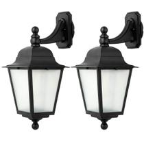 Kit 2 Arandelas Clássicas de Parede Termoplástico Preto Bivolt Lente Fosca E27 Soberana Dital Kit 2 Arandelas Clássicas de Parede Termoplástico Preto Bivolt Lente Fosca E27 Soberana Dital