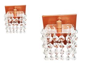 Kit 2 Arandelas Clear Acab Cobre Cristais Brilho Legitimo