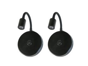 Kit 2 Arandelas Com Led Com Haste Flexível 1w Bivolt Preto