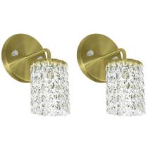 Kit 2 Arandelas Cristal Legitimo Clearwall Redonda Dourada Kit 2 Arandelas Cristal Legitimo Clearwall Redonda Dourada