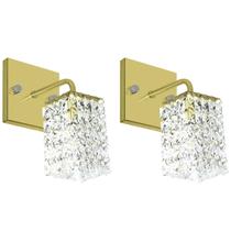 Kit 2 Arandelas De Cristal Legitimo Clearwall Dourada