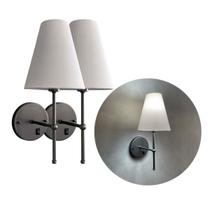 Kit 2 Arandelas De Parede Clássica Chumbo Com Interruptor Com Cúpula Ref 05 Lâmpada Branco Frio