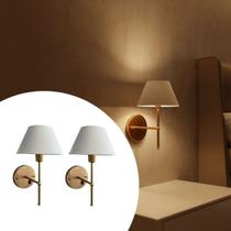 Kit 2 Arandelas de Parede Clássica Com Interruptor e Cúpula Ref 16 com Lâmpada Branco Quente Para Casa Quarto Banheiro Sala Escritório