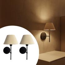 Kit 2 Arandelas De Parede Clássica com interruptor e Cúpula Ref 16 E Lâmpada branco quente