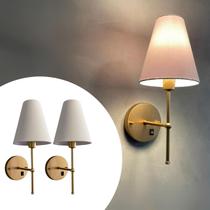 kit 2 Arandelas De Parede Clássica Decorativa Com Interruptor e Cúpula Ref 05 com Lâmpada Branco Quente