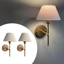 Kit 2 Arandelas De Parede Clássica interna alumínio Com Interruptor Cúpula Ref 16 com Lâmpada Branco Quente