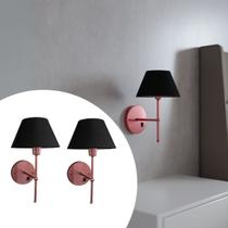 Kit 2 Arandelas de Parede Clássica Interna Com Interruptor e Cúpula Ref 16 Para Sala, Quarto, cabeceira de Cama, Corredor