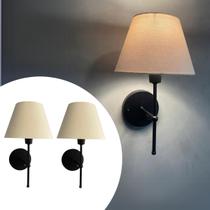 Kit 2 Arandelas de Parede Clássico Com Interruptor Cúpula Algodão Lâmpada Branco quente Para Sala, Quarto, Cabeceira Cama, Lavabo