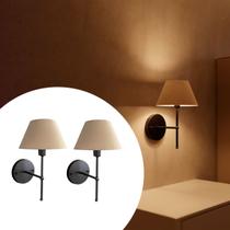 Kit 2 Arandelas De Parede Clássico Decorativo para Quarto, Sala, Corredor, Lavabo, Banheiro com Cúpula Ref 16 e lâmpada branco quente