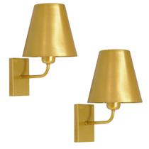 Kit 2 Arandelas De Parede Luminária Cúpula Metal Dourado
