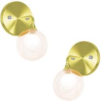 Kit 2 Arandelas Dourado Harmony Bolinha Ambar Kit 2 Arandelas Dourado Harmony Bolinha Ambar