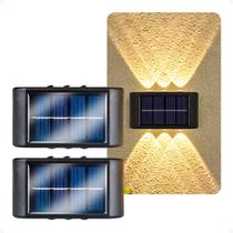 Kit 2 Arandelas Externa De Muro Sem Fio Preta Solar 6 LEDS