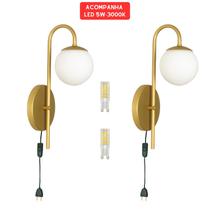 Kit 2 Arandelas Globo 12 Jabuticaba Dourado Fosco C/rabicho