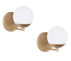 Kit 2 Arandelas jabuticaba Dourada globo de vidro.