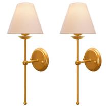 Kit 2 Arandelas Luminária Cúpula Tecido Algodão Dourado P Kit 2 Arandelas Luminária Cúpula Tecido Algodão Dourado P