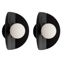 Kit 2 Arandelas Luminária De Parede Cacau Globo Vidro Preto