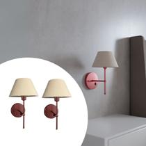 Kit 2 Arandelas luminaria De Parede clássica Com Interruptor aluminio bivolt com Cúpula algodão Ref 16