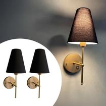 Kit 2 Arandelas Luminária De Parede Clássica interno Com Interruptor com Cúpula Ref 05 com Lâmpada Branco Quente