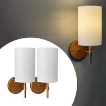 Kit 2 Arandelas Luminária de Parede Clássica Nayara Cobre Com Cúpula algodão Branco Kit 2 Arandelas Luminária de Parede Clássica Nayara Cobre Com Cúpula algodão Branco