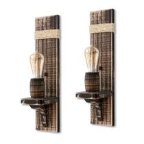 Kit 2 Arandelas Luminária de Parede Colonial em Madeira Maciça Rústica e Sisal Ideal para Sítios Chácaras Chalés Retrô Vintage Kit 2 Arandelas Luminária de Parede Colonial em Madeira Maciça Rústica e Sisal Ideal para Sítios Chácaras Chalés Retrô Vintage