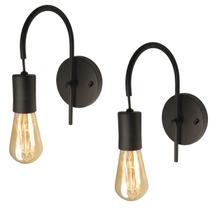 Kit 2 Arandelas Luminária Parede Abajur Botão Cama Preto Kit 2 Arandelas Luminária Parede Abajur Botão Cama Preto