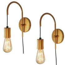 Kit 2 Arandelas Luminária Parede Abajur Interruptor Dourado Kit 2 Arandelas Luminária Parede Abajur Interruptor Dourado
