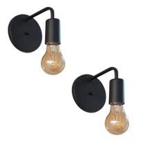 Kit 2 Arandelas Parede Industrial Varanda Slim Garagem Preto