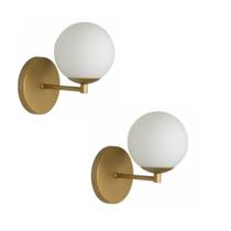 Kit 2 Arandelas Parede Jabuti Bola Globo Cabeceira Dourado