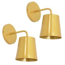 Kit 2 Arandelas Parede Luminária Balde Moderna Cama Dourado